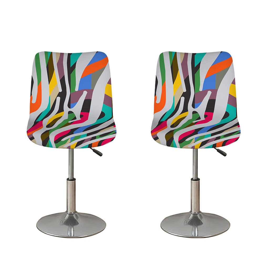 Colorful Zebra Pattern Print Bar Stool Covers