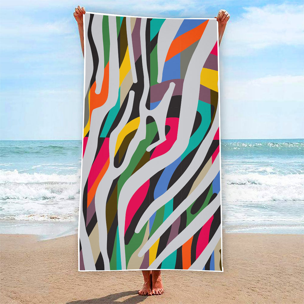 Colorful Zebra Pattern Print Beach Towel