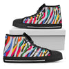 Colorful Zebra Pattern Print Black High Top Sneakers