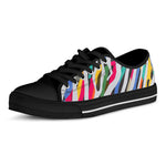 Colorful Zebra Pattern Print Black Low Top Sneakers