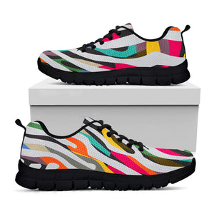 Colorful Zebra Pattern Print Black Running Shoes