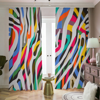 Colorful Zebra Pattern Print Blackout Pencil Pleat Curtains
