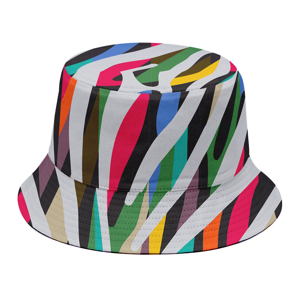 Colorful Zebra Pattern Print Bucket Hat