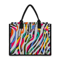 Colorful Zebra Pattern Print Canvas Tote Bag
