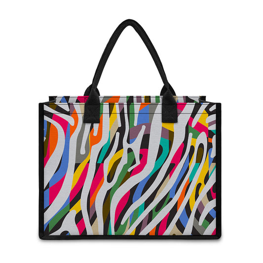 Colorful Zebra Pattern Print Canvas Tote Bag