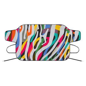 Colorful Zebra Pattern Print Car Windshield Snow Cover