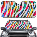 Colorful Zebra Pattern Print Car Windshield Sun Shade