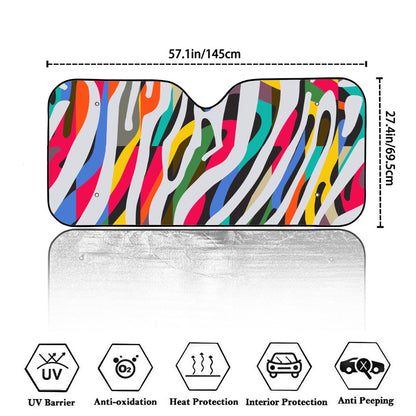 Colorful Zebra Pattern Print Car Windshield Sun Shade
