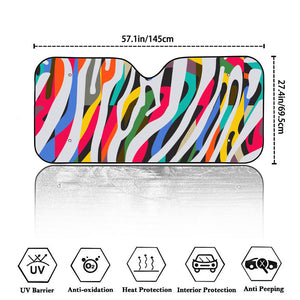 Colorful Zebra Pattern Print Car Windshield Sun Shade