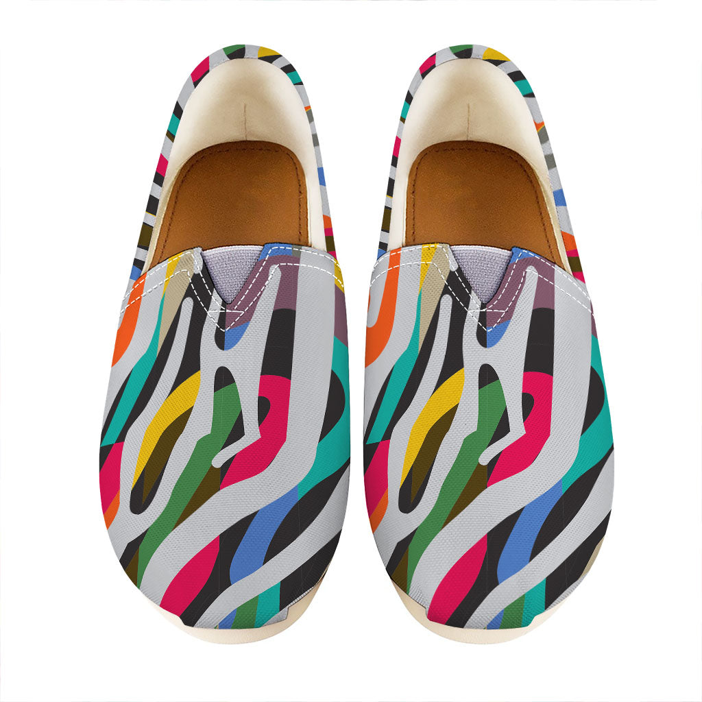 Colorful Zebra Pattern Print Casual Shoes