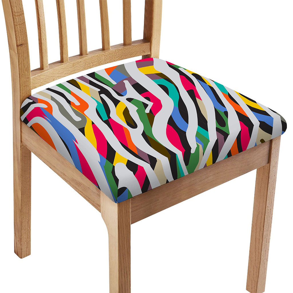 Colorful Zebra Pattern Print Chair Cushion Cover