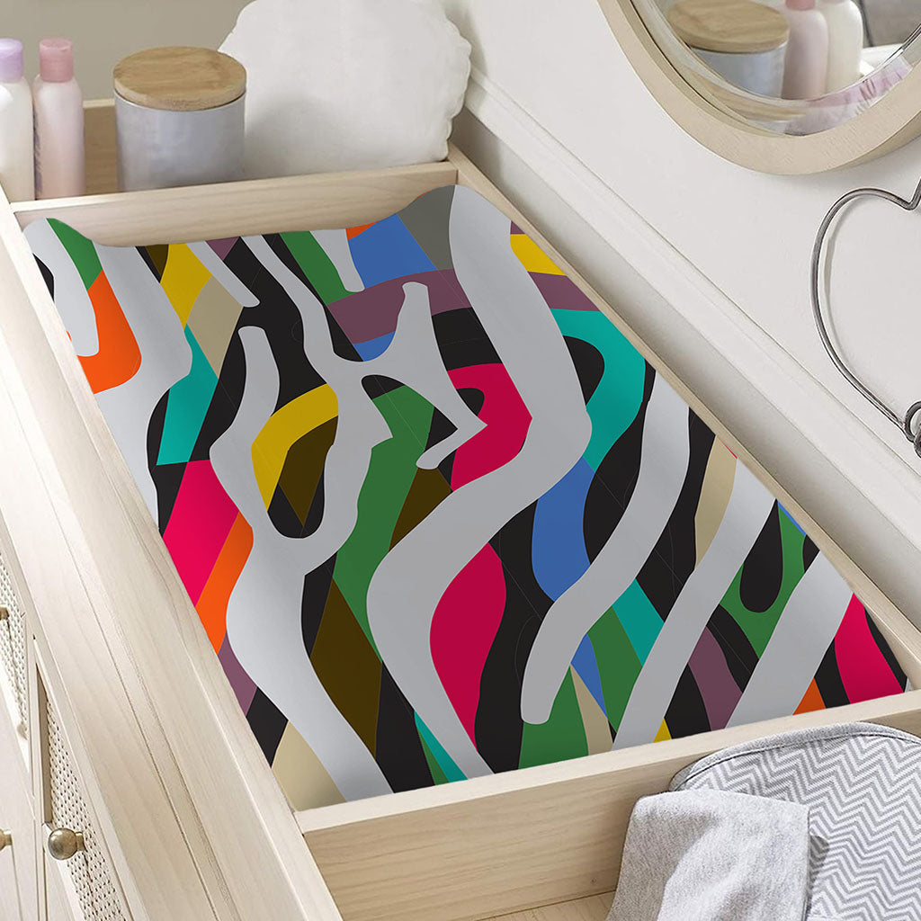 Colorful Zebra Pattern Print Changing Pad Cover