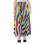 Colorful Zebra Pattern Print Chiffon Maxi Skirt