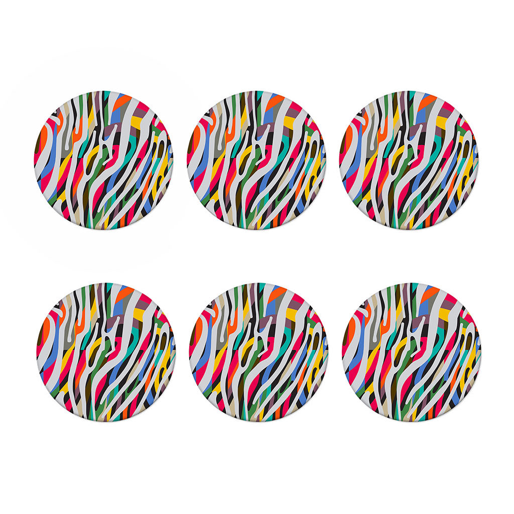 Colorful Zebra Pattern Print Coaster Set
