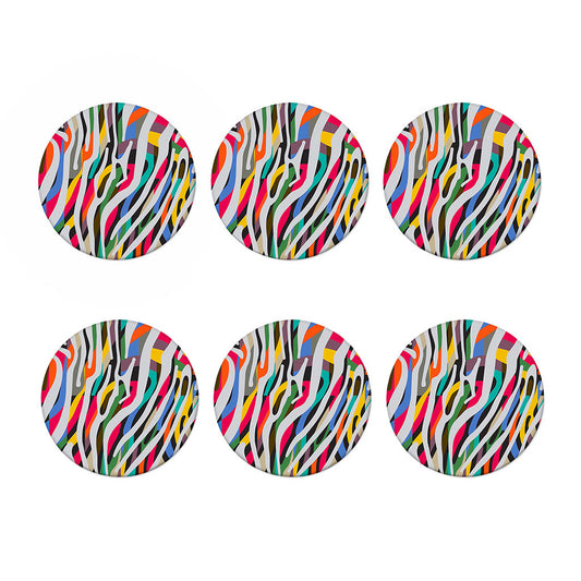 Colorful Zebra Pattern Print Coaster Set
