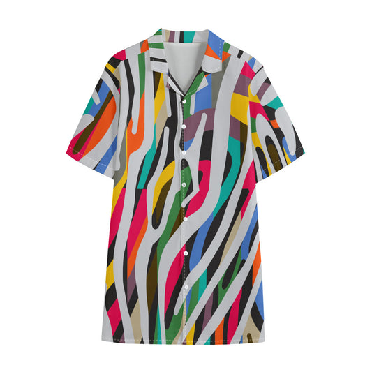 Colorful Zebra Pattern Print Cotton Hawaiian Shirt