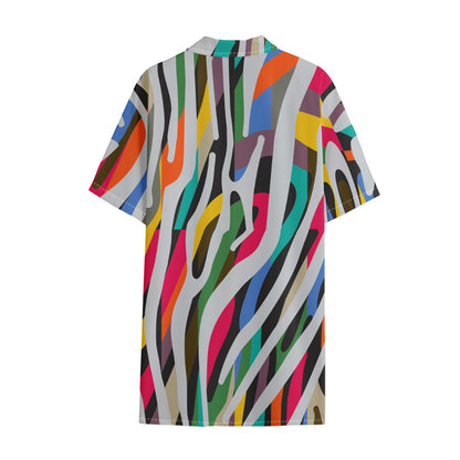 Colorful Zebra Pattern Print Cotton Hawaiian Shirt
