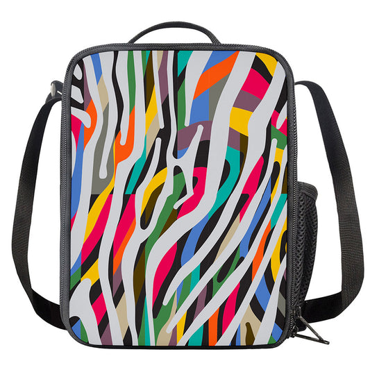 Colorful Zebra Pattern Print Crossbody Lunch Bag