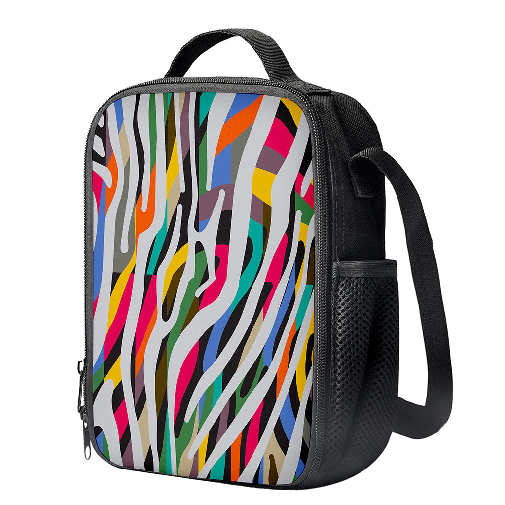 Colorful Zebra Pattern Print Crossbody Lunch Bag