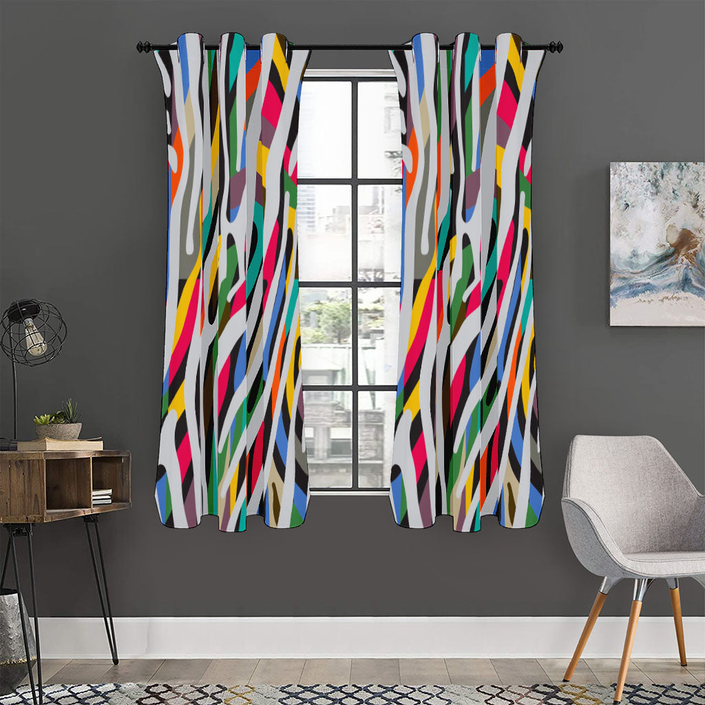 Colorful Zebra Pattern Print Curtain