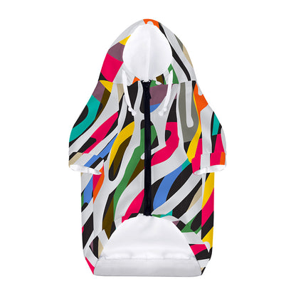 Colorful Zebra Pattern Print Dog Zip Up Hoodie