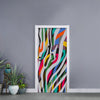 Colorful Zebra Pattern Print Door Sticker