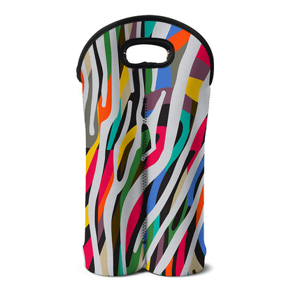 Colorful Zebra Pattern Print Double Neoprene Wine Tote