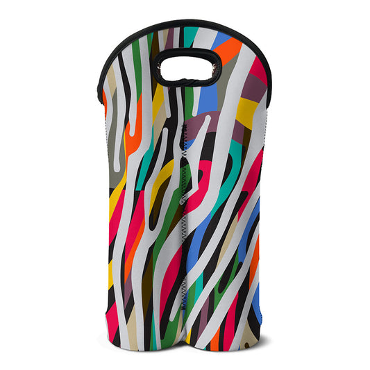 Colorful Zebra Pattern Print Double Neoprene Wine Tote