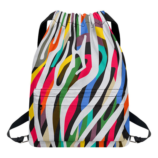 Colorful Zebra Pattern Print Drawstring Backpack