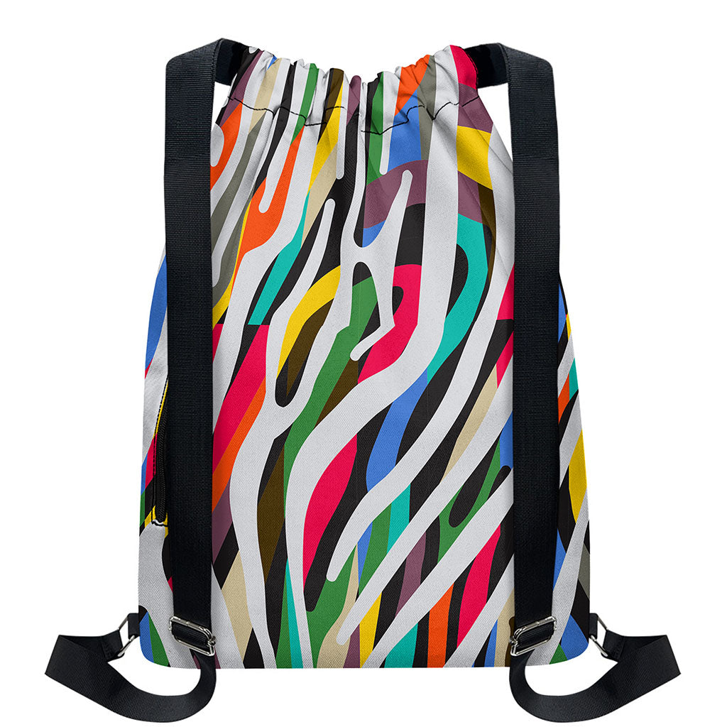 Colorful Zebra Pattern Print Drawstring Backpack