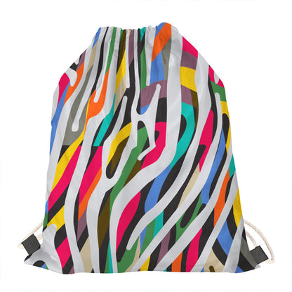 Colorful Zebra Pattern Print Drawstring Bag