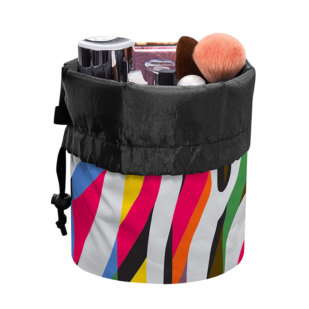 Colorful Zebra Pattern Print Drawstring Makeup Bag