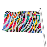 Colorful Zebra Pattern Print Flag