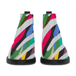 Colorful Zebra Pattern Print Flat Ankle Boots