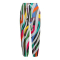 Colorful Zebra Pattern Print Fleece Lined Knit Pants