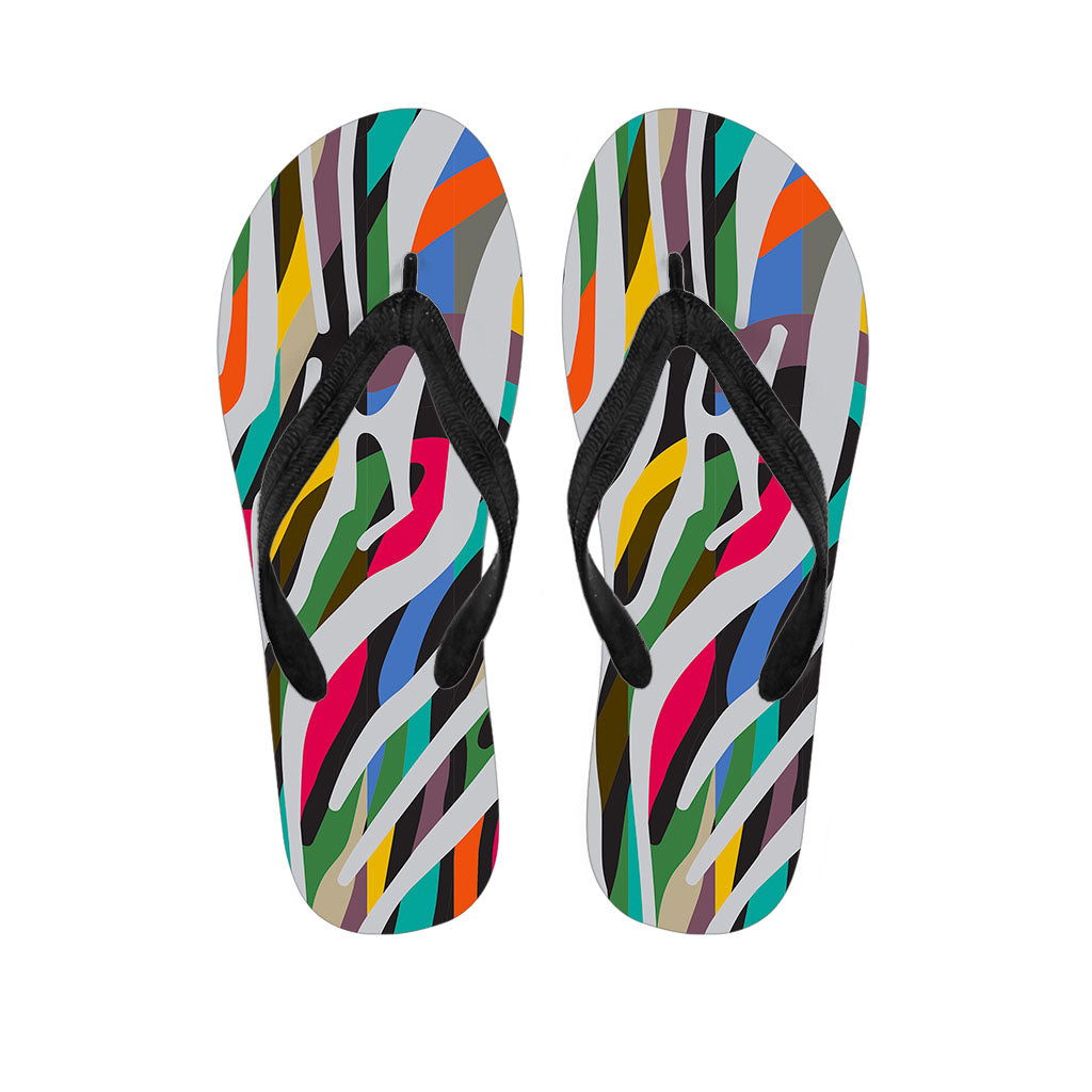 Colorful Zebra Pattern Print Flip Flops