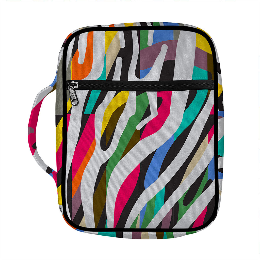 Colorful Zebra Pattern Print Front Pocket Bible Bag