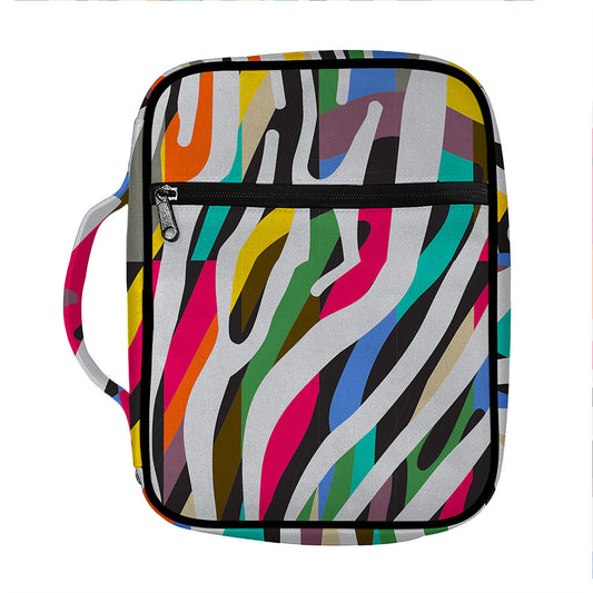 Colorful Zebra Pattern Print Front Pocket Bible Bag