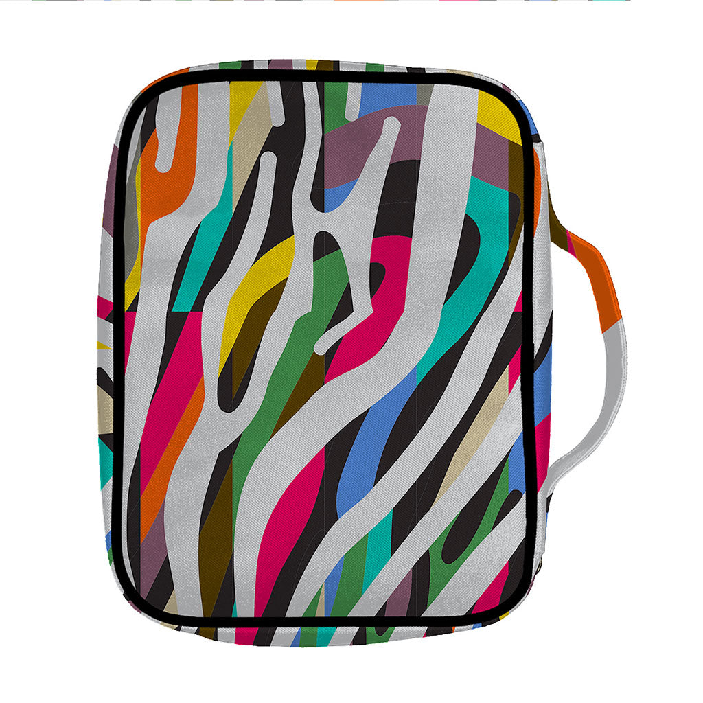 Colorful Zebra Pattern Print Front Pocket Bible Bag