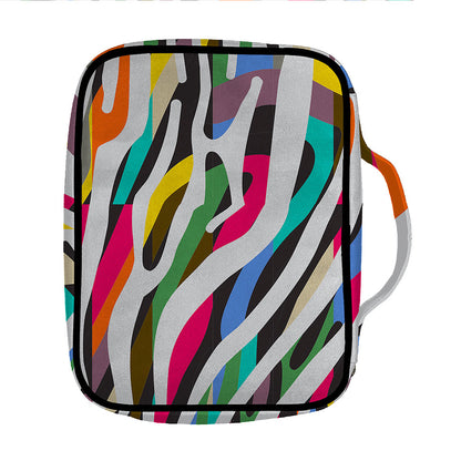 Colorful Zebra Pattern Print Front Pocket Bible Bag