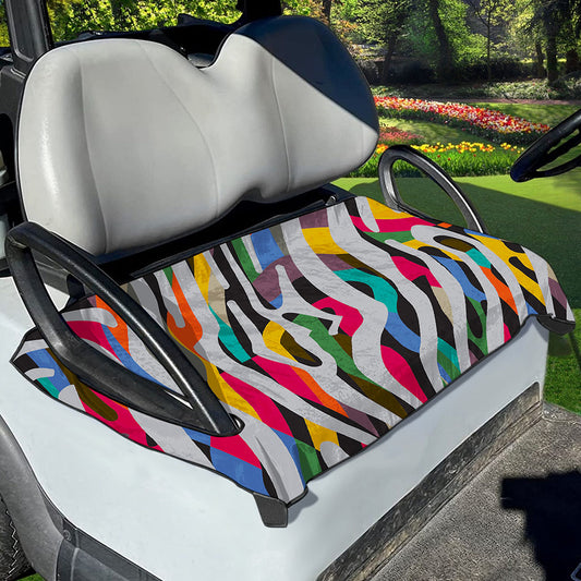 Colorful Zebra Pattern Print Golf Cart Seat Cover