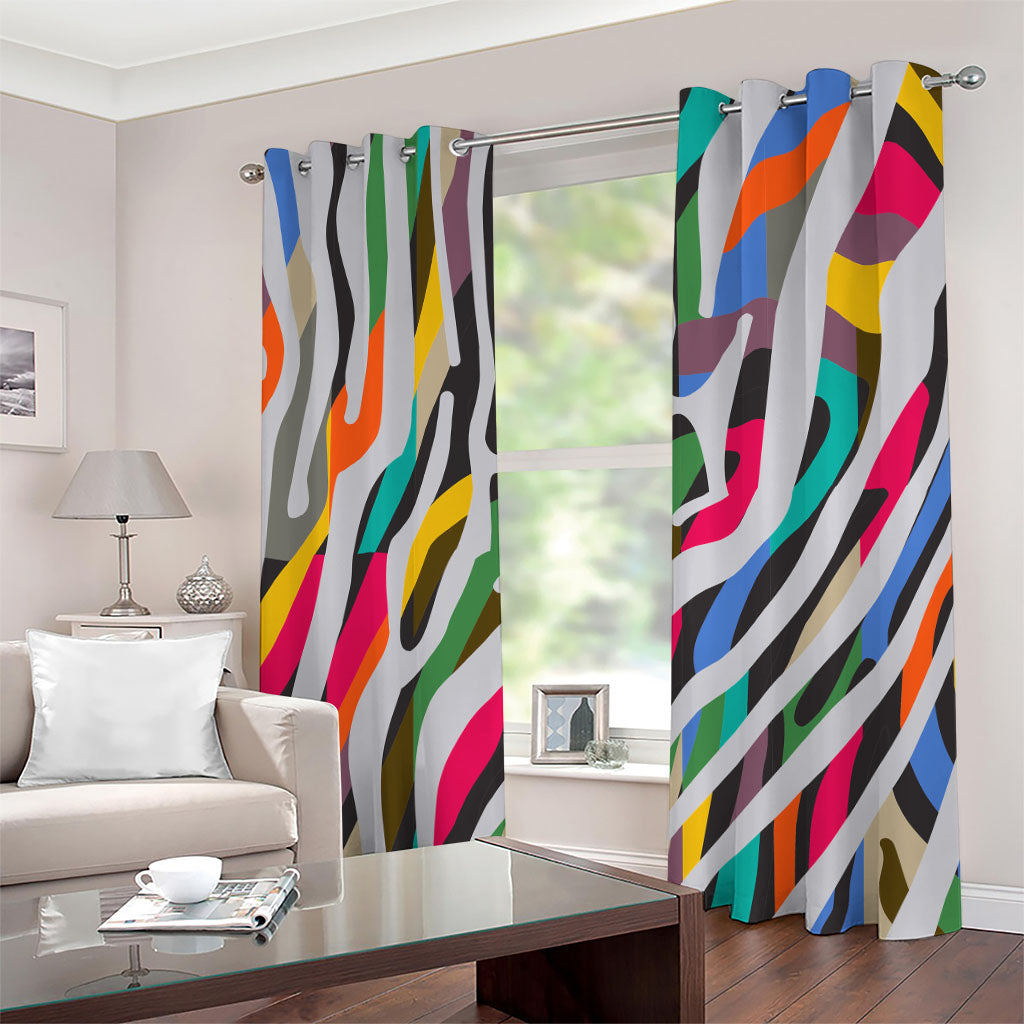 Colorful Zebra Pattern Print Grommet Curtains