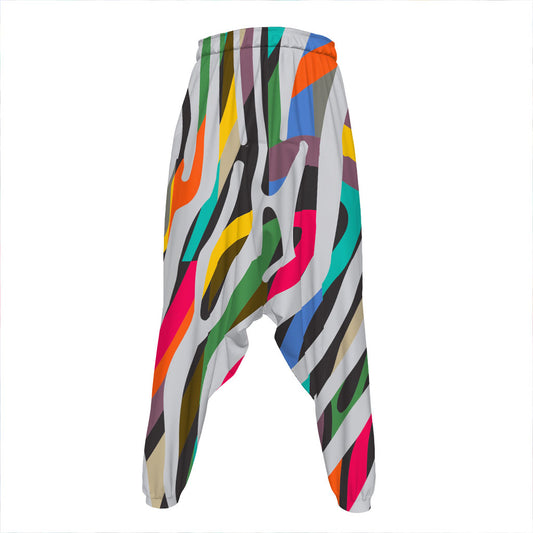 Colorful Zebra Pattern Print Hammer Pants