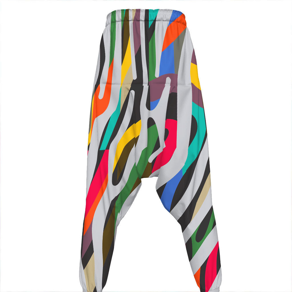 Colorful Zebra Pattern Print Hammer Pants