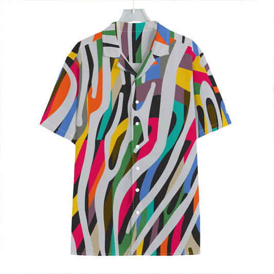 Colorful Zebra Pattern Print Hawaiian Shirt