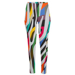 Colorful Zebra Pattern Print High-Waisted Pocket Leggings