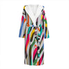 Colorful Zebra Pattern Print Hooded Bathrobe