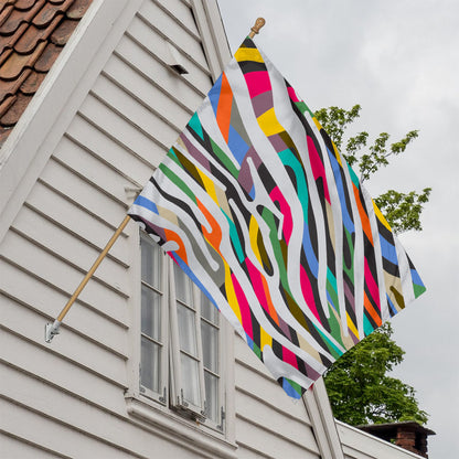 Colorful Zebra Pattern Print House Flag