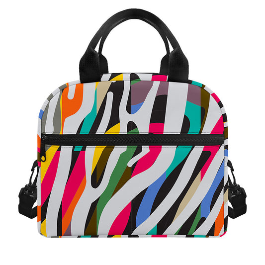 Colorful Zebra Pattern Print Insulated Lunch Bag