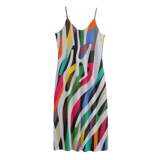 Colorful Zebra Pattern Print Jersey Midi Cami Dress
